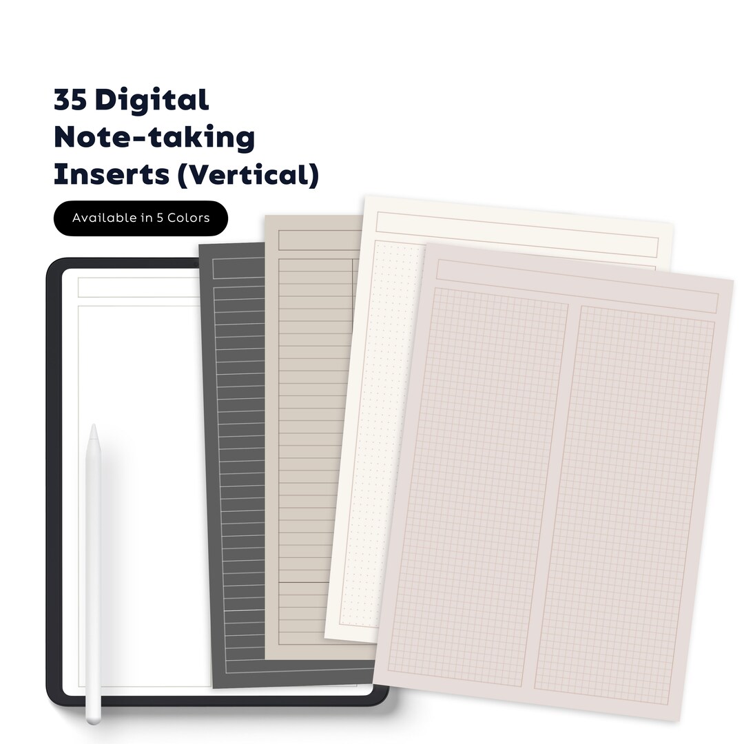 35 Digital Note-taking Inserts (vertical) Bundle | 5 Colors | 7 Page ...