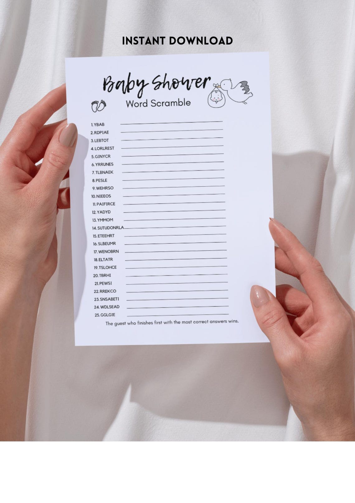 Baby Shower Word Scramble Game With Answer Key (digital Download) - Etsy