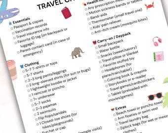 Travel Checklist for Kids Long Vacation Holidays Out of Country Fly Road Trip Family Stress Free Multiple days Travelling Young Little child