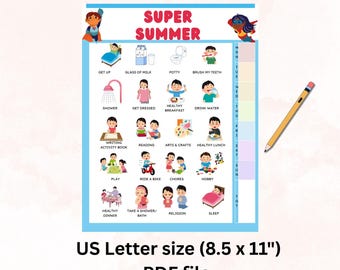 Super Summer Routine Checklist | Kids Activity List for Busy moms | Girl Boy Morning Bedtime Study Play Schedule