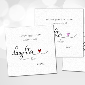 Daughter-in-law Birthday Card, Customised Daughter-in-law Birthday card, Simple Daughter-in-law Birthday Card