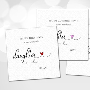 Daughter-in-law Birthday Card, Customised Daughter-in-law Birthday card, Simple Daughter-in-law Birthday Card