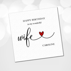 Personalised Wife Birthday Card, Customised Wife Birthday card, Wonderful Wife birthday card