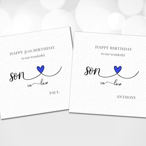 Personalised Son-in-law Birthday Card, Customised Son-in-law Birthday card, Simple Son-in-law Birthday Card, non humorous