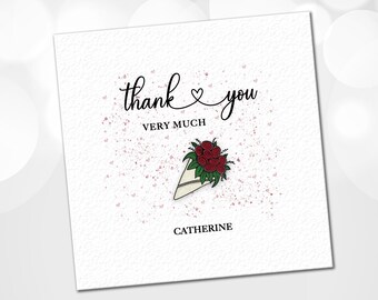 Personalised Thank You Card, Thank You Card, Thank You Flower Card