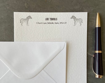 Personalised Writing Paper Set, Zebra Stationery, Customised Letter Set, Zebra Gift