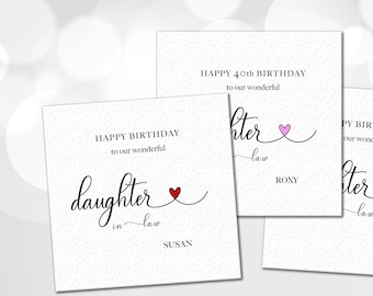 Daughter-in-law Birthday Card, Customised Daughter-in-law Birthday card, Simple Daughter-in-law Birthday Card