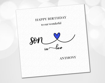 6x7.5 Inches C60 Son-In-Law White With Silver Foil Birthday Greeting Card 