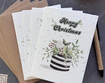 Seed Card Christmas Cards, Plantable Christmas Cards, Sustainable Christmas Cards, Original Christmas Card, Floral Christmas Card, Set of 4
