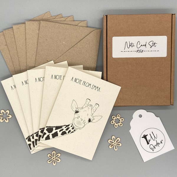 Personalised Note Cards, Giraffe Note Cards, Fun Note Cards, Set of Note Cards, Thank you Cards, Recycled Eco Cards