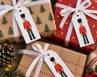 Nutcracker Christmas Gift Tags, Christmas Gift Wrapping, Bag of gift Tags, Multipack, Pack of 10