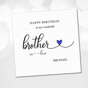 Personalised Brother-in-law Birthday Card, Customised Birthday Card for Brother-in-law, Simple Minimalist, No Fuss, Non Humorous
