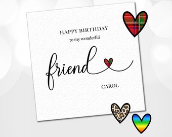 Scottish Friend Birthday Card, Personalised Card, Tartan Birthday Card, Customised Friend Birthday card, Special Friend, Wonderful Friend