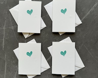 Mini tarjetas de notas, tarjetas de regalo, diseño de corazón de acuarela, tarjetas de agradecimiento, tarjetas de agradecimiento para niños, tarjetas pequeñas, tarjetas en blanco