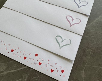 Heart envelopes for letters, vouchers, wedding gifts, pen pals, writing paper