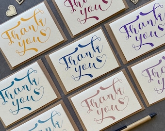 Thank You Card Set, Pack of Recycled and Sustainable Note Cards, Wedding Thank You Cards, Baby Shower Thank You, Teacher Thanks, Blank cards