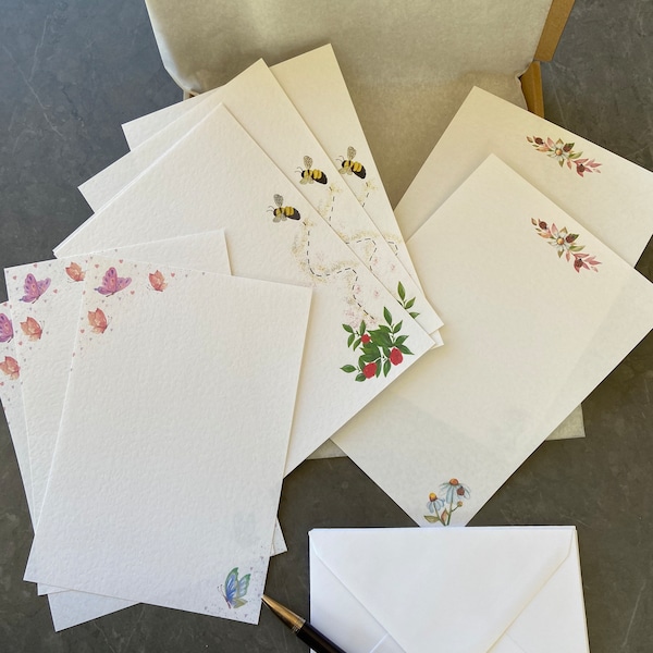 45 Piece Writing Set, Bees, Butterflies and Ladybirds, Letter Writing Paper, Letter Writing Set, Stationery Set