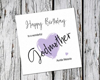 Personalised Godmother Birthday Card, Customised Godmother Birthday card
