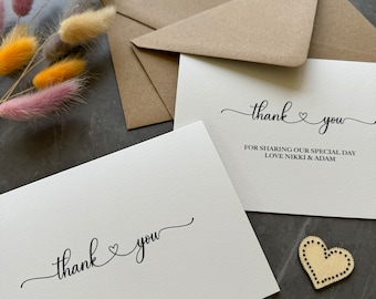 Thank You Love Heart Note Cards, Blank Cards, Small Card, Pack of cards, Multipack, Fully recycled sustainable materials