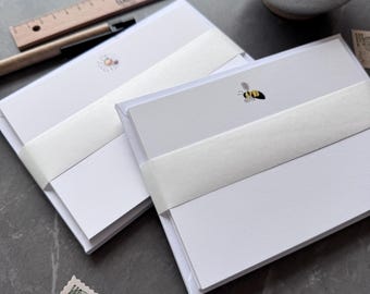 Note Cards with envelopes, Bee and Ladybird Illustrated Correspondence Cards, Bumble bee stationery, Daisy, Set of blank cards, Thank You