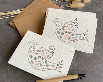 Seed Card Christmas Cards, Plantable Christmas Cards, Sustainable Christmas Cards, Original Christmas Card, Dove Christmas Card, Set of 4