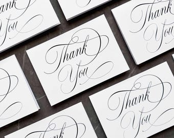 Elegant Thank You Card, Calligraphy Thank You Note, Wedding Thank You Cards, Packs of 4 or 8, Pack of cards, Multipack