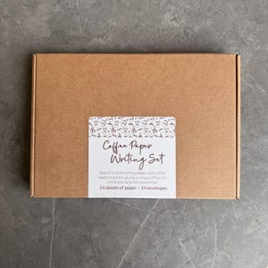 Papel de escribir con extracto de café, juego de cartas, regalo para amantes del café, amigos por correspondencia, papel especial ecológico Large set 24+24