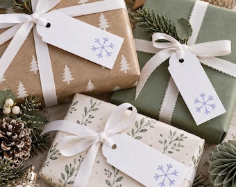 Bag of Snowflake Gift Tags, Simple White Gift Tags, Gift Tags, Bulk Buy Tags, Pack of 10, 20 or 30