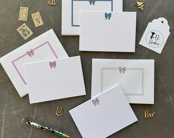 Coquette Bow Note Cards, Pack of correspondence cards, Set of Bow note cards, New Baby Cards, Thank You Cards, Multipack