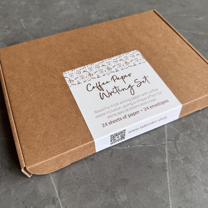 Papel de escribir con extracto de café, juego de cartas, regalo para amantes del café, amigos por correspondencia, papel especial ecológico imagen 7