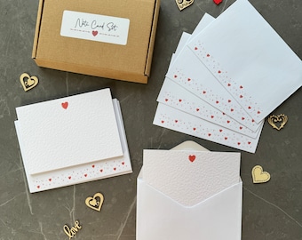 Love Heart Note Cards, Set of Notecards, Wedding Vows, Valentine Notes, Date Night, Thank You Note