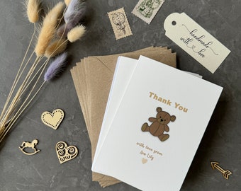 Set of Personalised Thank You Cards for Baby Shower and New Baby Gifts, Gender Neutral, recycled sustainable card, Note Cards, Blank cards