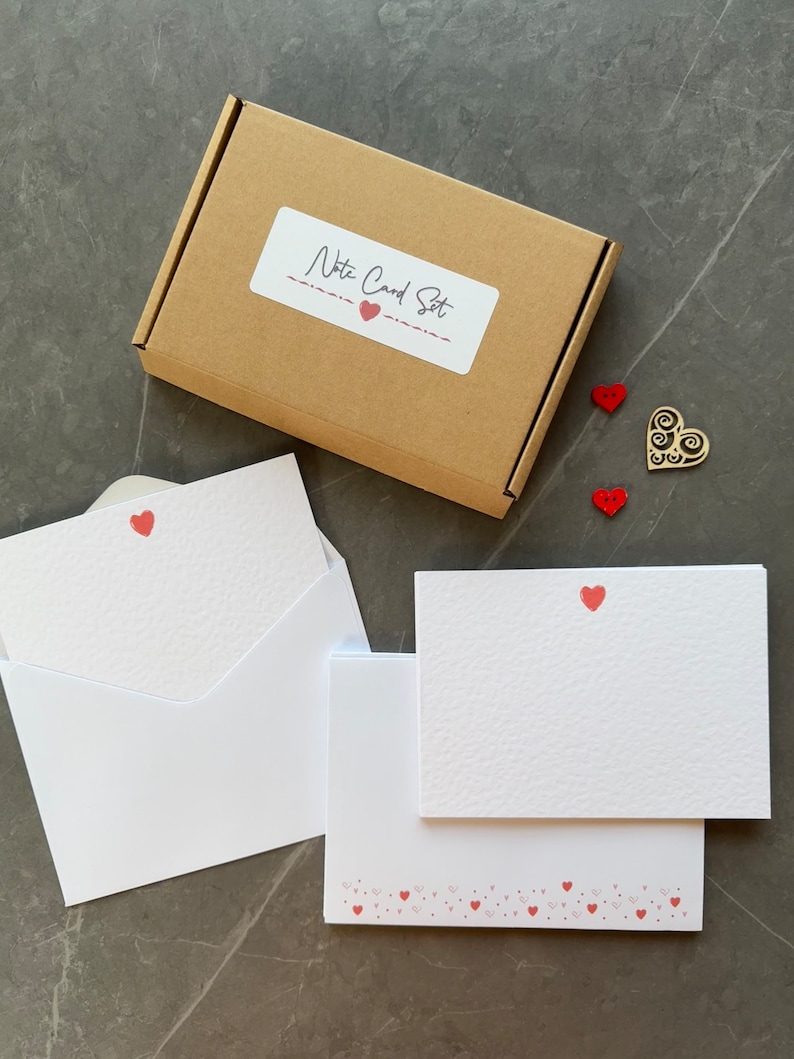 Love Heart Note Cards, Set of Notecards, Wedding Vows, Valentine Notes, Date Night, Thank You Note image 2