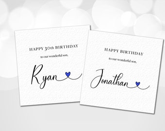 Personalised Son Birthday Card, Customised Son Birthday card, Son Birthday Card