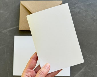 A6 blank white cards, Pre creased and with envelopes, Recycled blank cards with cotton extract for card making and crafting,Pack of 10 cards