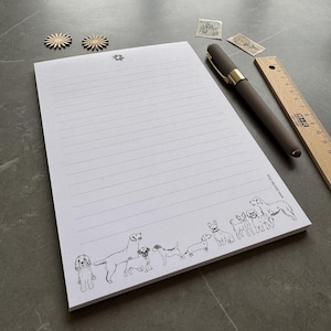 A5 Dog Notepad, Dog stationery, Dog note paper, Dog Breed Note book, Writing Paper Pad