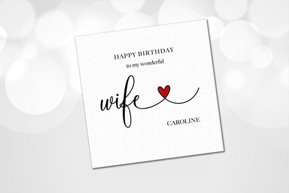 Handgefertigte Geburtstagskarte "To My Wonderful Wife" Von White Cotton Cards, 16x16 Cm, Mit Umschlag