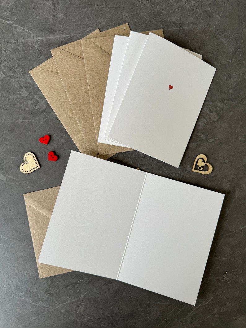 Tiny Love Heart Note Cards, Blank Cards, Small Card, Pack of cards, Multipack, Fully recycled sustainable materials image 4
