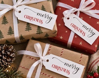 Pack of Christmas Gift Tags, Merry Christmas Gift Tags, Gift Tags, Bag of 10, 20 or 30 Tags