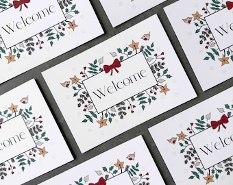 Christmas Welcome Cards | Guest Welcome Card | Airbnb Holiday Cottage Welcome | Christmas Event Stationery