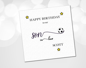 Personalised Son-in-law Birthday Card, Customised Son-in-law Birthday card, Football Son-in-law Birthday Card