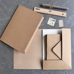 Papel de escribir con extracto de café, juego de cartas, regalo para amantes del café, amigos por correspondencia, papel especial ecológico Small set 12+12