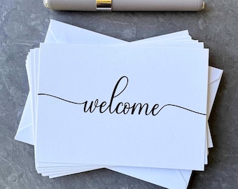 Welcome cards for Event, Retreat, Guest arrival at B&B, Airbnb, Rental Cottage, Welcoming Card