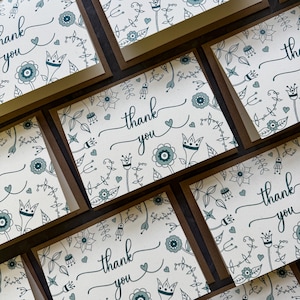 Thank You Note Cards, Folded Recycled Note Cards, Blank Cards with Envelopes