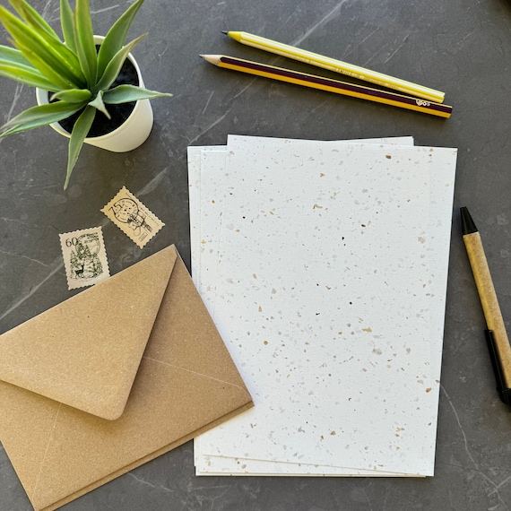Writing Paper with Coffee Extract, Letter Writing Set, Gift for Coffee Lover, Pen Pals, Eco Friendly Special Paper