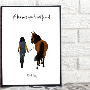 Personalised Horse Digital Print Horse Rider Gift Gift for Horse Lover A Horse is a Girls Best Friend Horse Quote Christmas Horse Lover