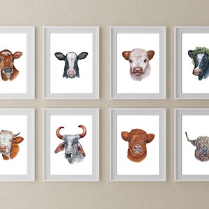 Watercolour Cow prints, Cow Art, Cow Lover Gift, Prints for Cow Lovers, Cow Fan, Farm Animals Prints, Cows, Kitchen Art, Living Room Art