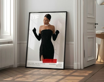 SAINTHOODSTUDIO |  A Woman Wearing A Classy Black Evening Dress, Printable Digital Download, Hypebeast Decor, Digital Painting, Luxury Decor
