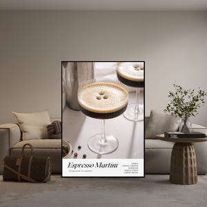 Espresso Martini Print, Luxury Espresso Martini Cocktail Painting, Digital Art, Home Bar Enhancement, Drink Enthusiast Gift