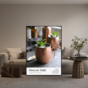 Moscow Mule Print, Luxury Moscow Mule Cocktail Painting, Digital Art, Home Bar Enhancement, Drink Enthusiast Gift